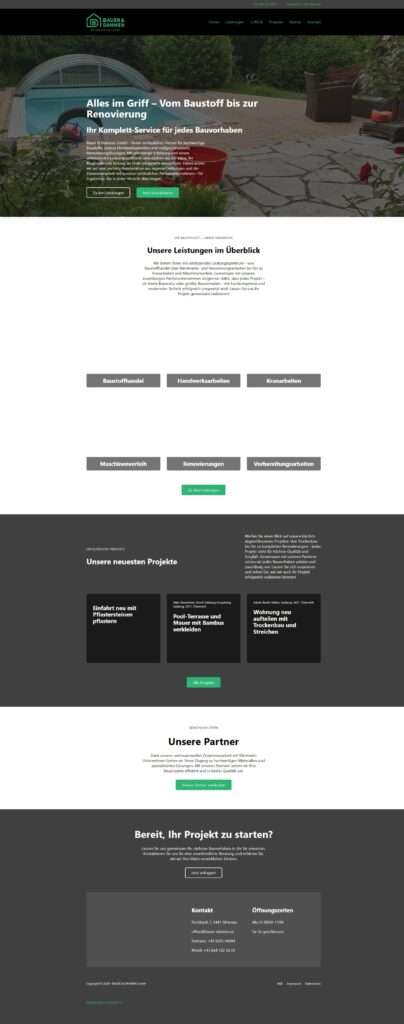 Screenshot der Webseite von der Bauer & Dahmen GmbH