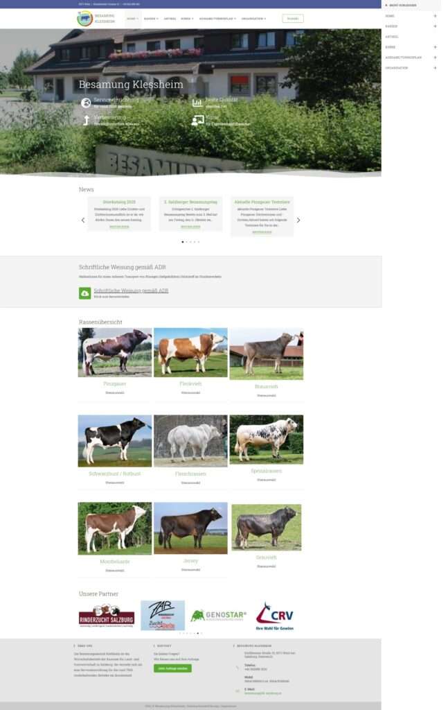 Screenshot der Webseite von Besamung Klessheim