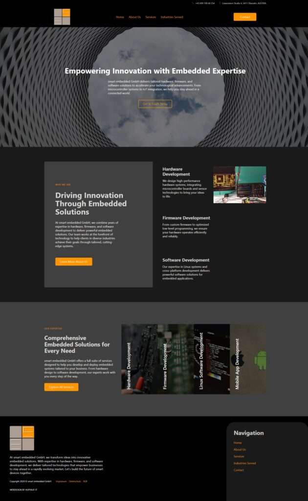 Screenshot der Webseite vom Unternehmen smart embedded GmbH