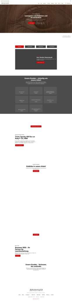 Startseite der Webseite von Brunauer-MSG. Lasermarkierung, Laserschneiden, Lasergravur